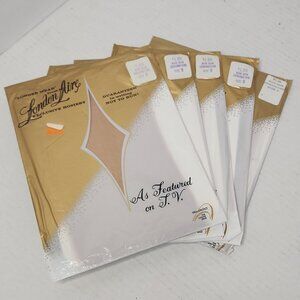 Vintage London-Aire Hosiery Sz 8.5 Seamless 1st No-Run Coronation NOS Prop Lot/6